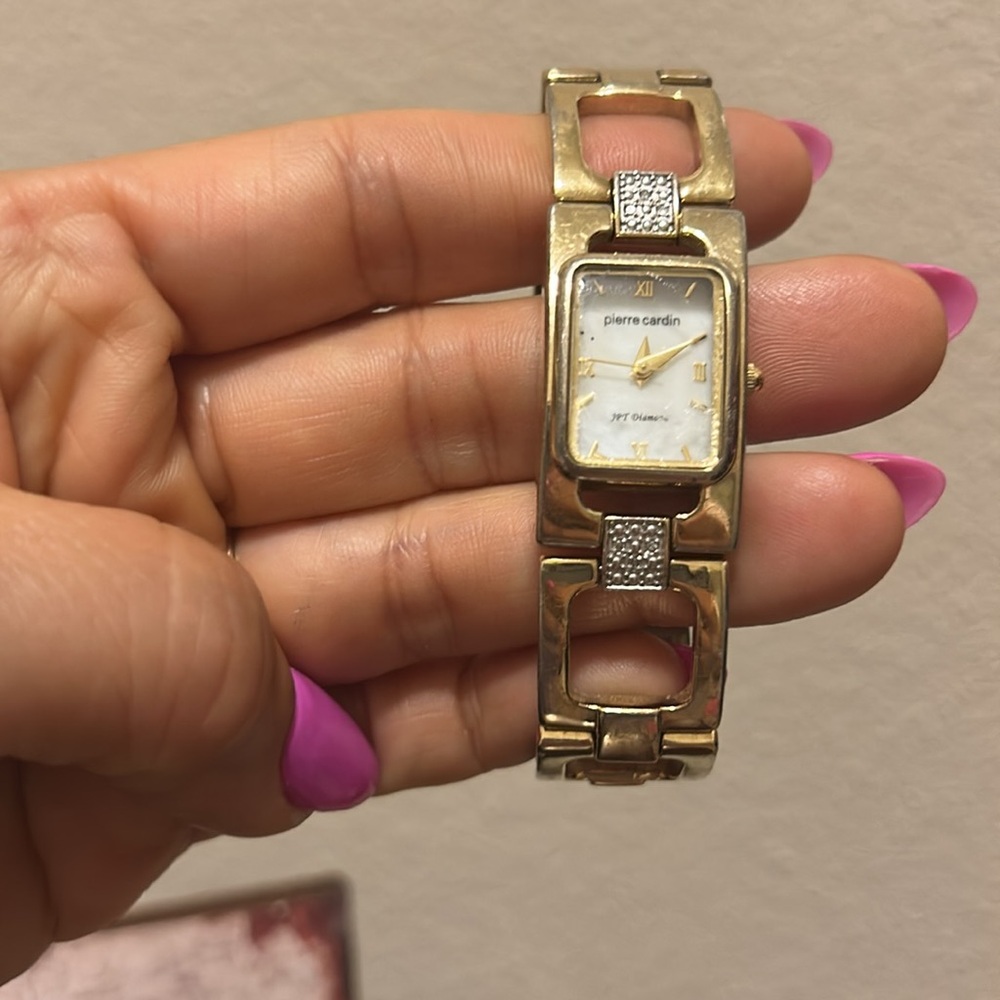 Gold Tone Rectangular Face Watch - Picture 3 of 9